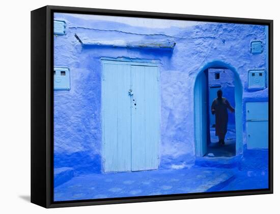 Narrow Lane, Chefchaouen, Morocco-Peter Adams-Framed Stretched Canvas