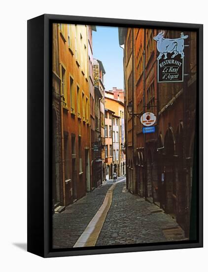 Narrow Street in Lyon (Vieux Lyon), France-Charles Sleicher-Framed Stretched Canvas