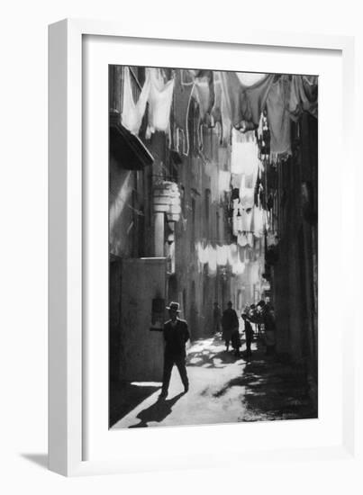 Narrow Street in Naples, Italy, 1937-Martin Hurlimann-Framed Giclee Print