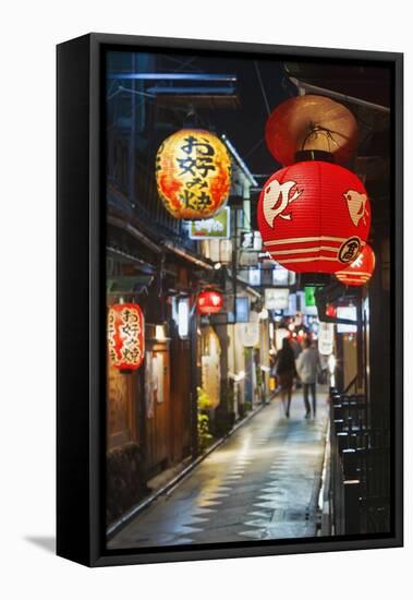 Narrow Street in Pontocho-Jon Hicks-Framed Stretched Canvas