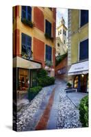 Narrow Street Leading Up To A Church In Portofino-George Oze-Stretched Canvas