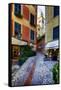 Narrow Street Leading Up To A Church In Portofino-George Oze-Framed Stretched Canvas