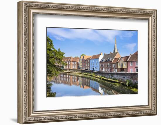 Narrow street Quayside and bright painted houses by the River Wensum, Norwich, Norfolk, East Anglia-Neale Clark-Framed Photographic Print