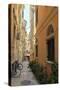 Narrow Street with Bike, Old Town, Corfu Town, Corfu, Ionian Islands, Greece-Eleanor-Stretched Canvas