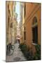 Narrow Street with Bike, Old Town, Corfu Town, Corfu, Ionian Islands, Greece-Eleanor-Mounted Photographic Print