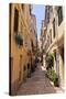 Narrow Street with Lady Sweeping, Old Town, Corfu Town-Eleanor Scriven-Stretched Canvas