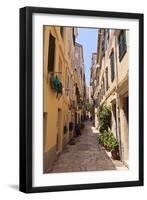 Narrow Street with Lady Sweeping, Old Town, Corfu Town-Eleanor Scriven-Framed Photographic Print