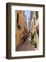 Narrow Street with Lady Sweeping, Old Town, Corfu Town-Eleanor Scriven-Framed Photographic Print