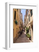 Narrow Street with Lady Sweeping, Old Town, Corfu Town-Eleanor Scriven-Framed Photographic Print