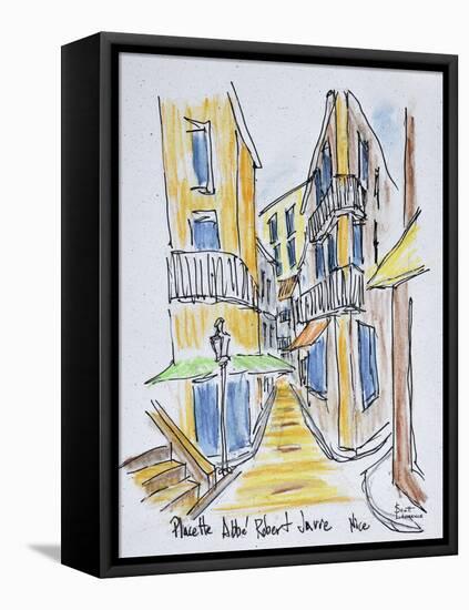 Narrow streets along Placette Abbe Robert Jarred, Old Nice, Nice, France-Richard Lawrence-Framed Stretched Canvas