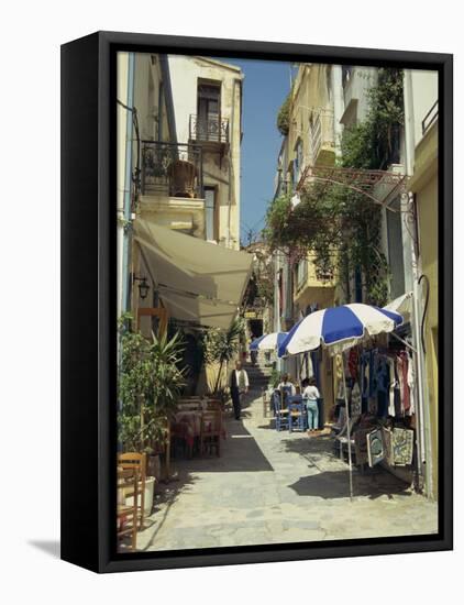 Narrow Streets in the Old Town, with Shops and Restaurants, Chania, Crete, Greece, Europe-Terry Sheila-Framed Stretched Canvas