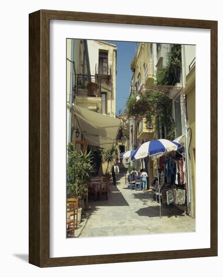 Narrow Streets in the Old Town, with Shops and Restaurants, Chania, Crete, Greece, Europe-Terry Sheila-Framed Photographic Print