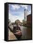 Narrowboat at Granary Wharf, Leeds, West Yorkshire, Yorkshire, England, United Kingdom, Europe-Mark Sunderland-Framed Stretched Canvas