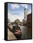 Narrowboat at Granary Wharf, Leeds, West Yorkshire, Yorkshire, England, United Kingdom, Europe-Mark Sunderland-Framed Stretched Canvas