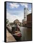 Narrowboat at Granary Wharf, Leeds, West Yorkshire, Yorkshire, England, United Kingdom, Europe-Mark Sunderland-Framed Stretched Canvas