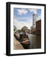 Narrowboat at Granary Wharf, Leeds, West Yorkshire, Yorkshire, England, United Kingdom, Europe-Mark Sunderland-Framed Photographic Print