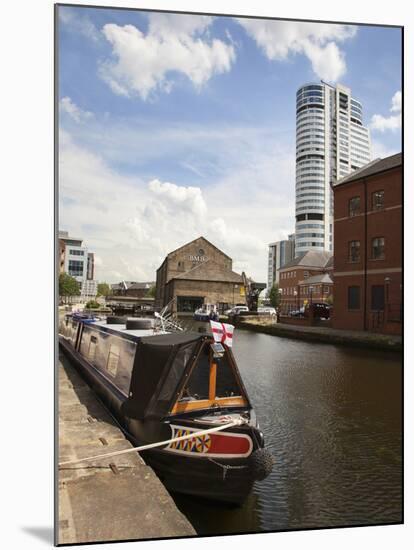 Narrowboat at Granary Wharf, Leeds, West Yorkshire, Yorkshire, England, United Kingdom, Europe-Mark Sunderland-Mounted Photographic Print