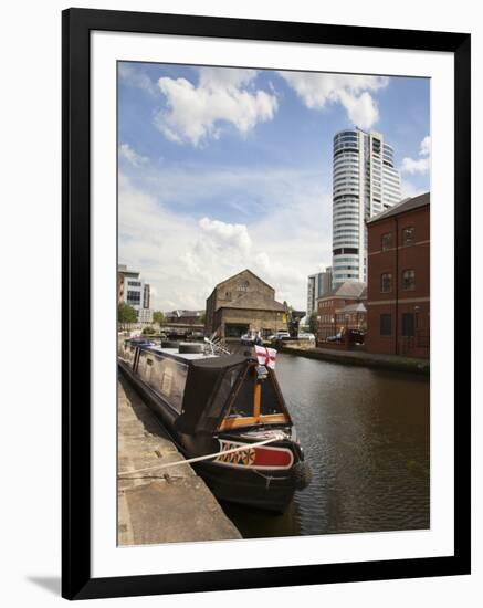 Narrowboat at Granary Wharf, Leeds, West Yorkshire, Yorkshire, England, United Kingdom, Europe-Mark Sunderland-Framed Photographic Print