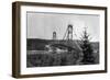 Narrows Bridge View - Tacoma, WA-Lantern Press-Framed Art Print