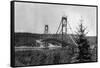 Narrows Bridge View - Tacoma, WA-Lantern Press-Framed Stretched Canvas