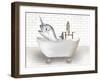 Narwhal Whale In Bathtub-Matthew Piotrowicz-Framed Art Print