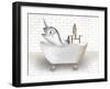 Narwhal Whale In Bathtub-Matthew Piotrowicz-Framed Art Print