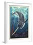 Narwhal-Lantern Press-Framed Art Print