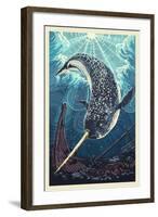 Narwhal-Lantern Press-Framed Art Print