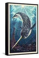 Narwhal-Lantern Press-Framed Stretched Canvas