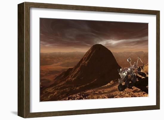 Nasa's Curiosity Rover Climbing to the Summit of Mount Sharp-null-Framed Art Print