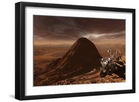 Nasa's Curiosity Rover Climbing to the Summit of Mount Sharp-null-Framed Art Print