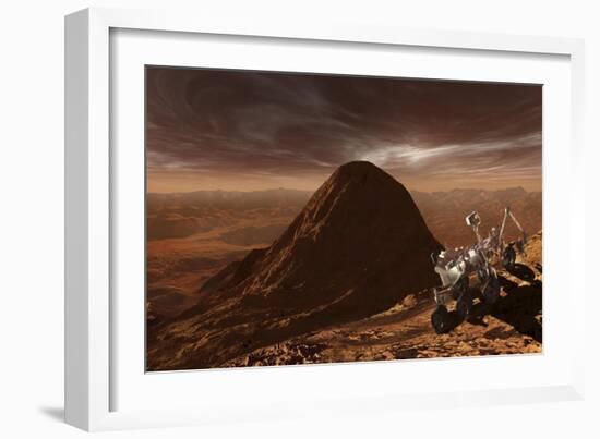 Nasa's Curiosity Rover Climbing to the Summit of Mount Sharp-null-Framed Art Print