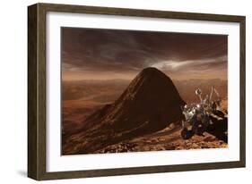 Nasa's Curiosity Rover Climbing to the Summit of Mount Sharp-null-Framed Premium Giclee Print