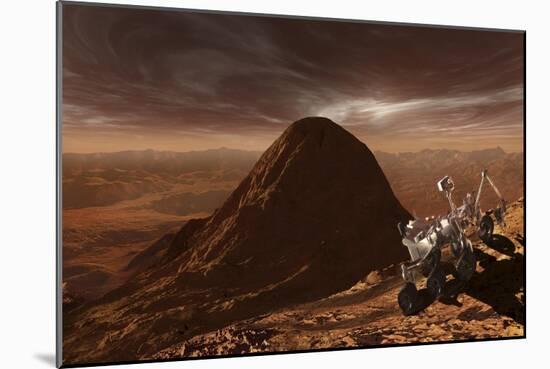 Nasa's Curiosity Rover Climbing to the Summit of Mount Sharp-null-Mounted Premium Giclee Print