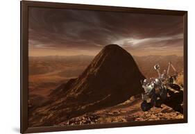 Nasa's Curiosity Rover Climbing to the Summit of Mount Sharp-null-Framed Art Print