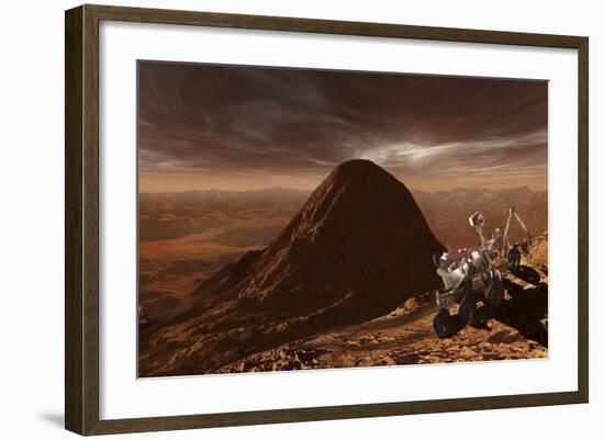 Nasa's Curiosity Rover Climbing to the Summit of Mount Sharp-null-Framed Art Print