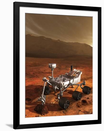 Nasa's Curiosity Rover Samples a Rock on the Floor of Gale Crater-null-Framed Art Print