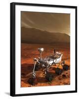 Nasa's Curiosity Rover Samples a Rock on the Floor of Gale Crater-null-Framed Art Print