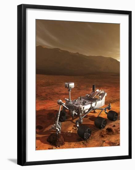 Nasa's Curiosity Rover Samples a Rock on the Floor of Gale Crater-null-Framed Art Print