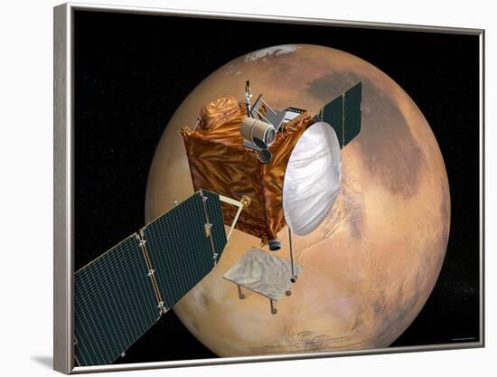Nasa's Mars Telecommunications Orbiter in Flight around Mars-Stocktrek Images-Framed Photographic Print
