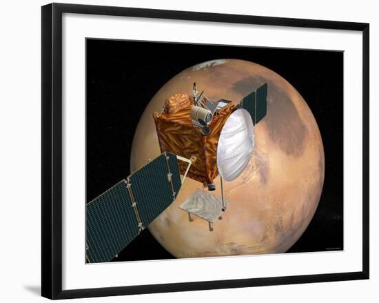 Nasa's Mars Telecommunications Orbiter in Flight around Mars-Stocktrek Images-Framed Photographic Print