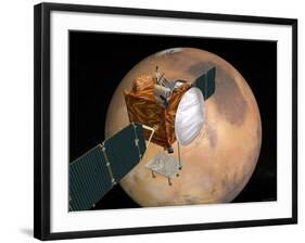 Nasa's Mars Telecommunications Orbiter in Flight around Mars-Stocktrek Images-Framed Photographic Print