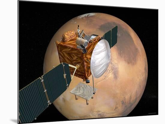 Nasa's Mars Telecommunications Orbiter in Flight around Mars-Stocktrek Images-Mounted Photographic Print
