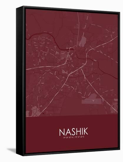 Nashik, India Red Map-null-Framed Stretched Canvas