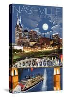 Nashville at Night - Nashville, Tennessee-Lantern Press-Stretched Canvas
