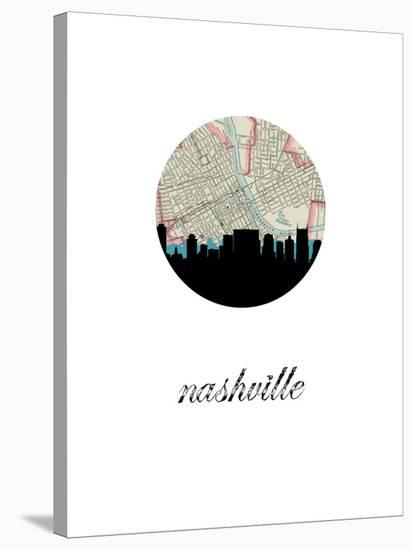 Nashville Map Skyline-Paperfinch 0-Stretched Canvas