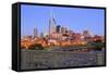 Nashville Skyline and Shelby Pedestrian Bridge-Richard Cummins-Framed Stretched Canvas