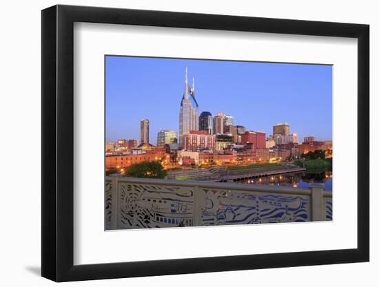 Nashville Skyline and Shelby Pedestrian Bridge-Richard Cummins-Framed Photographic Print