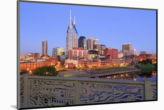 Nashville Skyline and Shelby Pedestrian Bridge-Richard Cummins-Mounted Photographic Print