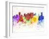 Nashville Skyline in Watercolor Background-paulrommer-Framed Art Print